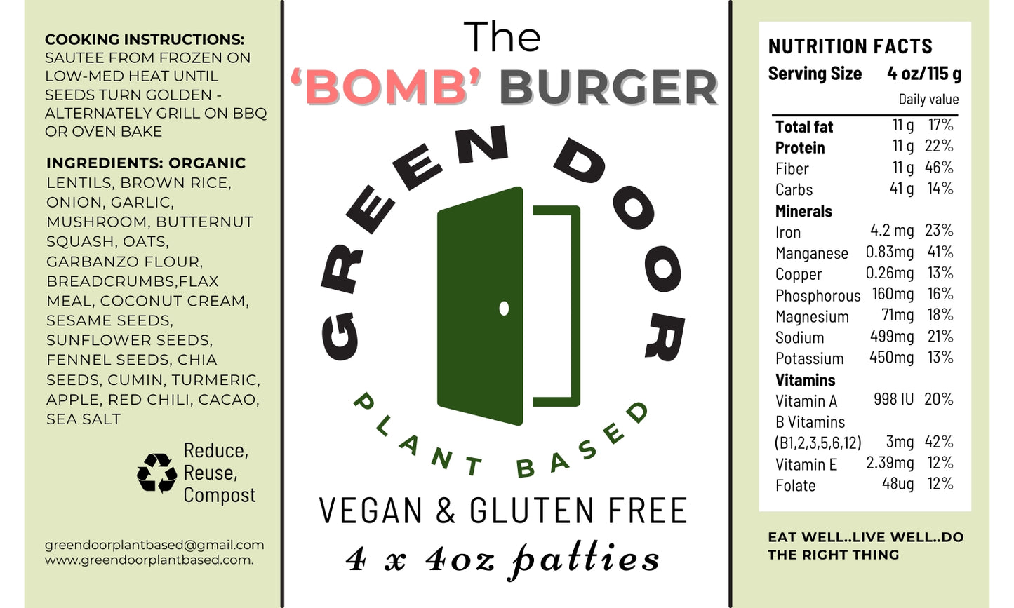 The 'Bomb' Burger (gluten free)