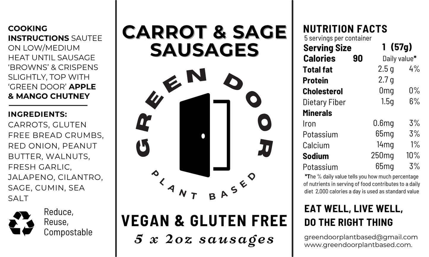 Carrot and Sage sausages