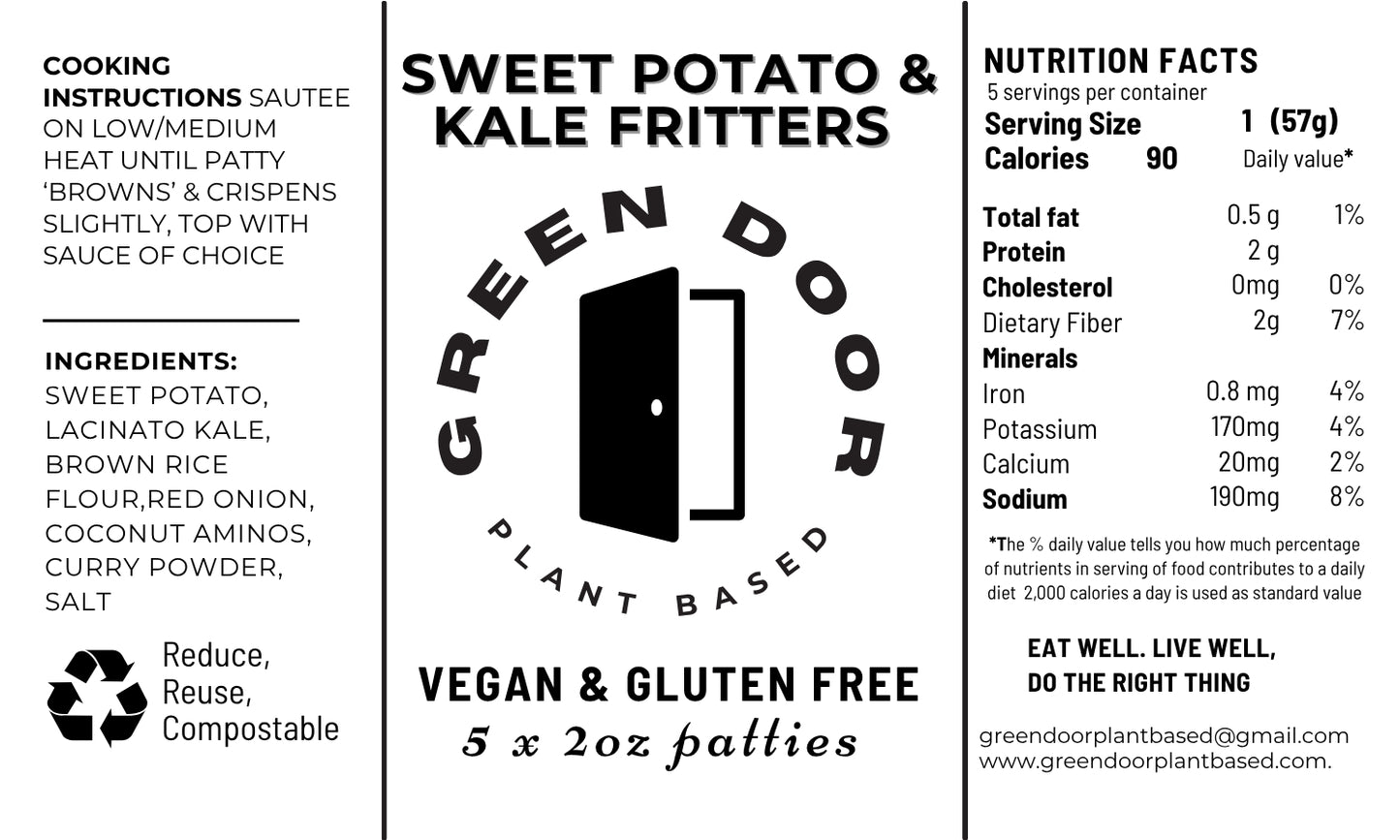 Sweet Potato and Kale Fritters (gluten free)