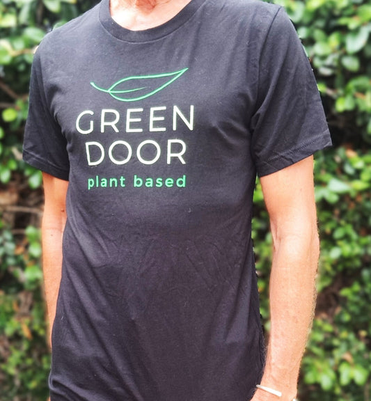 Black V-neck or Round Neck | 100% cotton | Unisex T-shirts with green and lime logo